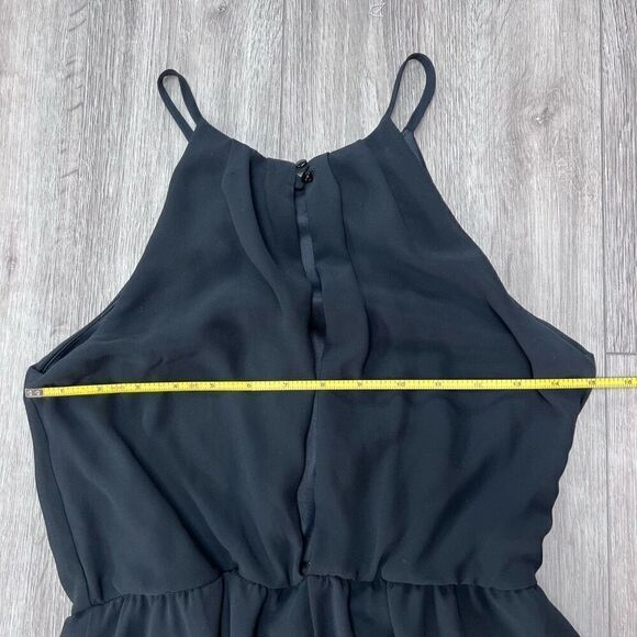 LUSH Women's Black Halter Pleated Chiffon‎ Skater Mini Blouson Dress Size XS - Picture 8 of 8